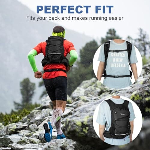 Flintronic Lightweight Breathable Bike Backpack, 8L Waterproof Breathable Cycling Bicycle Rucksack, Hydration Backpack, Reflective Bag, Foldable Running Daypack for Cycling, Jogging, Hiking-Black — view 6