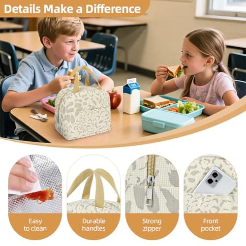 ABOHU Lunch Bags for Women Men, Portable Insulated Lunch Bag Water-Resistant Leak-Proof Lunch Box Tote Bag, Reusable Cooler Tote Lightweight Thermal Lunchbox for Work, School, Picnic & Travel — view 3