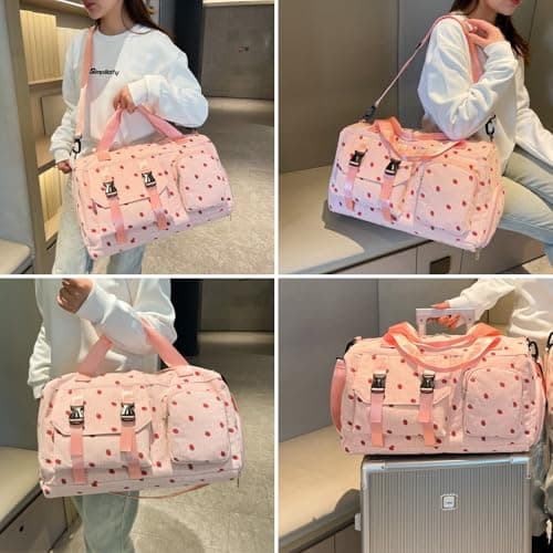unisoul Corduroy Sports Gym Bag for Women Girls with Shoes Compartment — view 2
