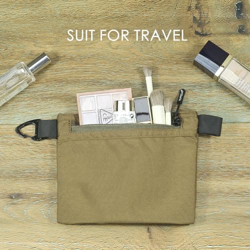 Small Zipper Pouch with Carabiner Clip, Small Nylon Travel Bag with Zipper Water-Resistant Multipurpose Digital Cosmetics Toiletry Tool Storage Pouches for Travel Essential, Toiletries, Gym — view 2