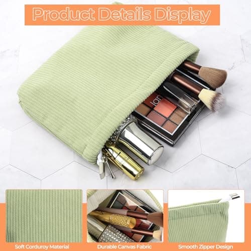 4 Pcs Corduroy Travel Cosmetic Bags, Zipper Makeup Pouches for Women — view 5