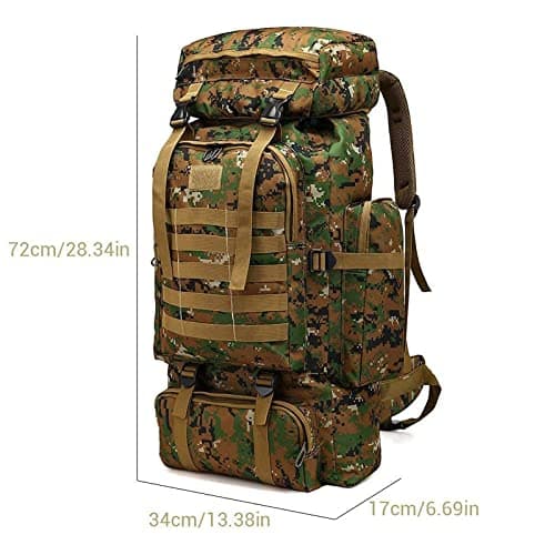 Kabxhueo Hiking Camping Backpack 60L-80L Military Tactical Backpack for Travelling Waterproof Survival Bag Large Molle Rucksack for Men for Travel Camping Hunting Fishing — view 2