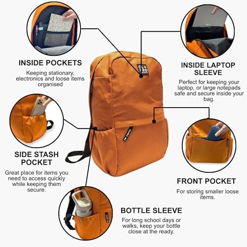 OLPRO 30L Rucksack Backpack – Showerproof Outdoor Daypack with Chest Clip, Padded Straps & Laptop Sleeve – Commuter, Travel & Hiking Bag – Orange — view 4