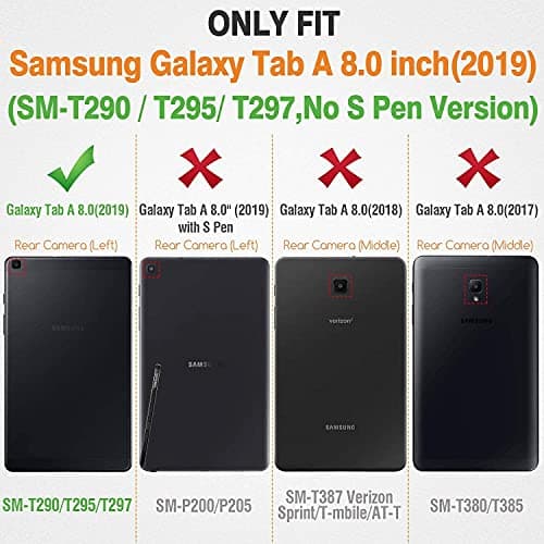 FINDING CASE Galaxy Tab A 8.0 2019 Case T290 T295, Slim Light Cover Stand Hard Shell Folio Case for 8.0 inch Galaxy Tab A 2019 Tablet Model SM-T290 (Wi-Fi) SM-T295 (LTE) (cream feather) — view 2