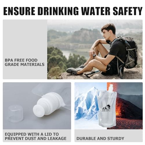 1L Hiking Collapsible Water Bottles, 4-Pack 33OZ BPA-Free Foldable Backpacking Water Bottle for Travel Camping Hiking — view 4