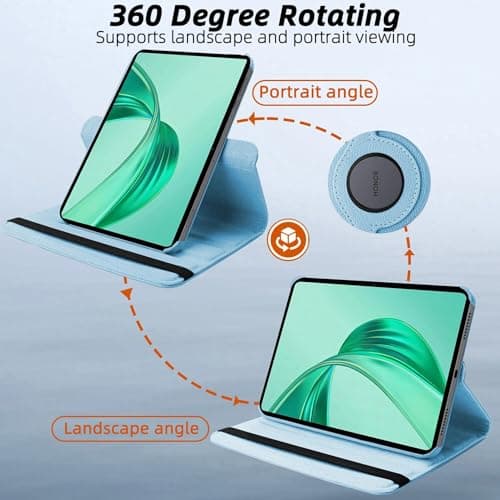 360 Rotation Case for Honor Pad X8a 2024, PU Leather Protective Cover with Rotating Stand & Auto Sleep/Wake (Sky Blue) — view 5