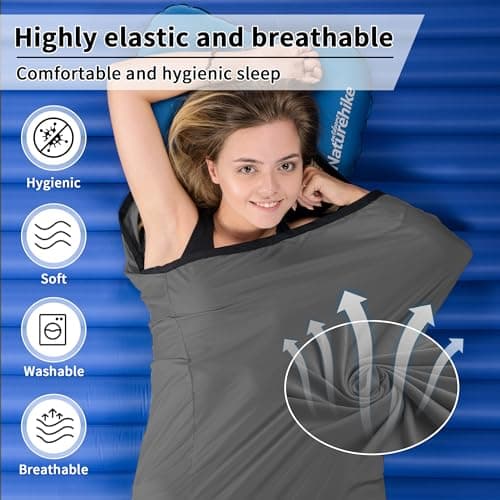 Naturehike Ultralight Sleeping Bag Liner, 390g, Grey, Rectangular, Above 10°C, All Seasons, Zipper Closure, 200 x 80cm, 390g, Perfect for Camping, Hotels, and Outdoor Hikes — view 2