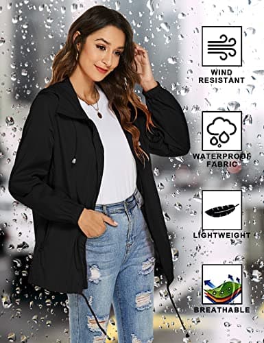 Rapbin Waterproof Jackets Women Jackets Trench Coat Rain Jacket Raincoat — view 3