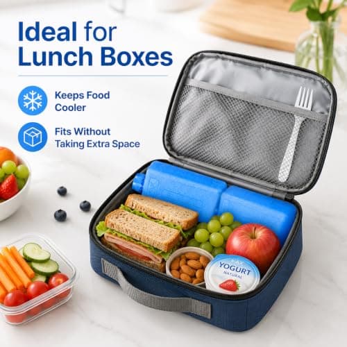 Ciieeo 8-Pack Reusable Ice Packs for Portable Air Conditioner Fan, Mini Freezer Blocks for Cooler Bags, Small Cooling Bricks for Lunch Box Picnic and Camping, Blue Evaporative Chiller Accessories — view 4