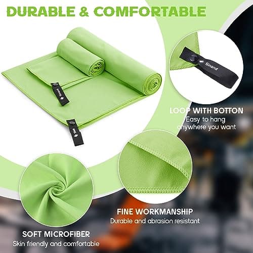 Sinand Microfibre towel 2 Pack |160x80cm+80x40cm| Ultra Lightweight Gym Towel, Quick Dry Microfiber Towels for Sports Travel Camping Beach Swimming (Green) — view 5