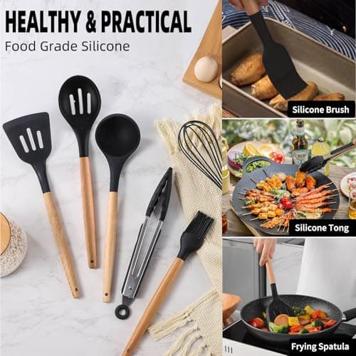 Pansyling Silicone Camping Cooking Set with Storage Bag, RV Camping Must Haves Car Camping Essentials Camper Accessories, Camping Kitchen Cooking Utensil for Picnic Hiking Travel — view 3