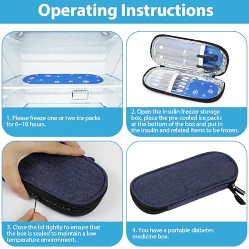 Fefod Insulin Cooler Travel Case, Medicine Cool Bag Travel with 2 Ice Packs, Diabetic Supplies Insulin Pen Case, Portable Insulin Travail Case, Medication Cooler Bag for Fridge, Royal Blue — view 6