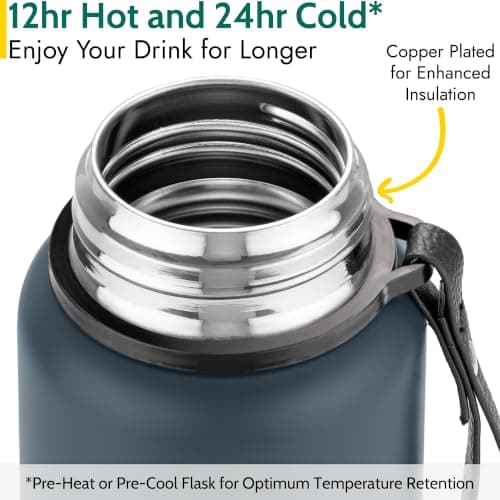 Trail Vacuum Flask with Strap, Camping & Travel, 800ml, Dark Grey — view 4