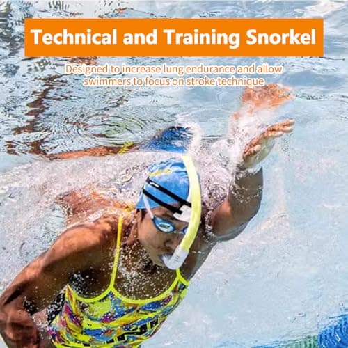 Swim Training Snorkel for Pool, Swimming Center Scuba Snorkel, Diving Snorkel for Adult Kids and Underwater, Snorkeling Accessories with Fully Dry Water Shutoff Valve and Silicone Nozzle — view 6