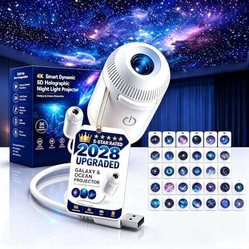 2028 Latest Model 2-in-1 Galaxy Projector Night Light,USB Star Projector,HD 5D Holographic Projection Creates a Dreamy Galaxy Ocean Scene, with USB LED Light for Bedroom & Parties.