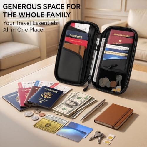 Looxmeer Family Passport Holder, RFID Blocking Waterproof Travel Wallet — view 2