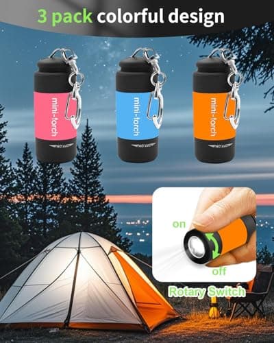 UCEC 3 Pack EDC Keyring Torch Rechargeable USB LED, Mini Flashlight — view 2