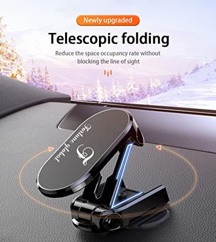 Fortune Global Magnetic Foldable car phone holder, Universal Magnetic Mount With 360° Rotation, Magnetic Mobile Phone Mount Dashboard Cradle compatible with iPhone Samsung all smartphones (Black) — view 3