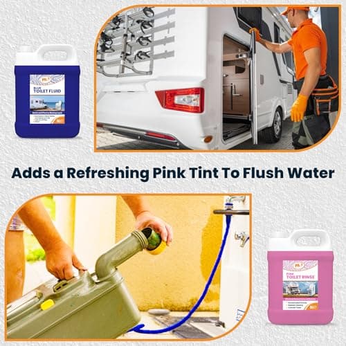 Filo Blue Toilet Fluid 5L & Pink Toilet Rinse 5L - Caravan Toilet Chemicals (10L) for Motorhomes, Campervans & Portable Cassette Toilets - Eco-Friendly Waste Breakdown, Up to 50 Treatments Each — view 5