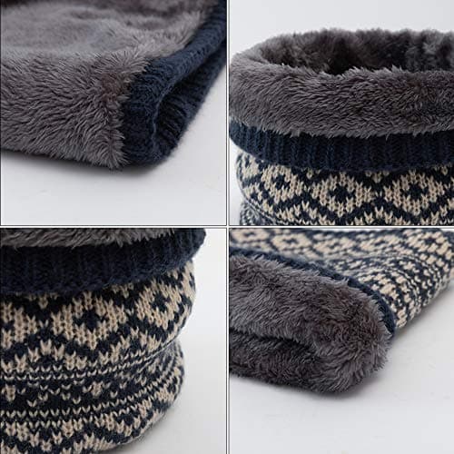 Asudaro Winter Neck Warmer Scarf Knitted Circle Scarf, Neck Wool Plus Fleece Lined Warm Neck Wrap for Men and Women, Outdoor Travel Skiing, Walks, Hiking, Motorbikes — view 2