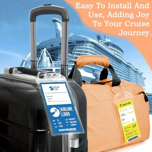 10 Pcs Cruise Luggage Tag Holders, Durable Waterproof Travel Essentials with Steel Loops for Vacation Accessories — view 4