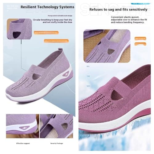 Women's Comfort Walking Shoes, Woven Lightweight Breathable Orthopedic Sneakers with Soft Sole, Arch Support and Stretch Fit Green — view 5
