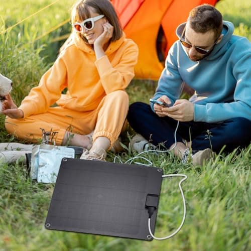 Qcwwy Solar Power Kit, PortableSolar Charger 15W Solar Panel Starter Kit Fast Charging Solar Panel Battery Charger with DC5521 Port Multifunction Solar Panel for Outdoor Travel (Black) — view 5