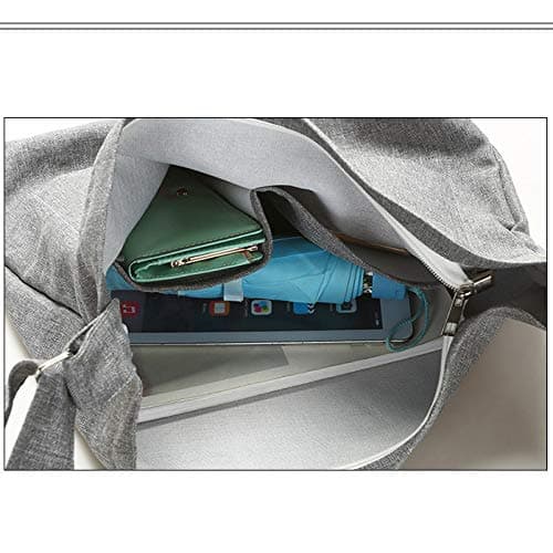 ZhengYue Hobo Bag for Women, Canvas Crossbody Totes Beach Bag Simple Shoulder Bag Ladies Large Cotton Tote Handbag Girls Shopping Bag for Travel Daily Use Grey — view 3