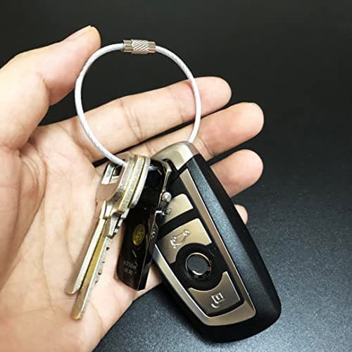CKANDAY 30 Pcs Colored Nylon Coated Stainless Steel Metal Wire Keychains, 3 Sizes 4" 6" 7.8" Cable Keyrings 2mm Key Rings Loops with Stainless Steel Connecter for Hiking Luggage ID Tags -5 Colors — view 6