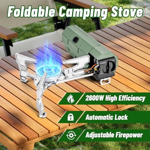 Orifesio Foldable Camping Stove, 2600W Portable Butane Stove with Windshield and Storage Bag, Ideal for Camping, Picnic, Hiking, Home, Travel — view 2
