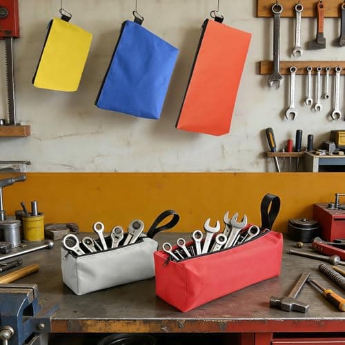 MAFYE 6 Pack Tool Pouch Zipper Bags, Large Multi-Size Tool Organizer with Carabiner& Crossbody Strap, Heavy-Duty Storage Bags for Men Women, Perfect for Tools, Travel, Cosmetics, Office & Art Supplies — view 3