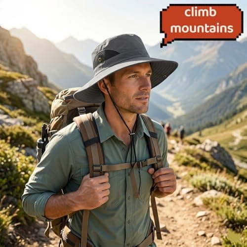Wide Brim Sun Hat,Breathable Foldable Bucket Boonie Hat for Men Women — view 4
