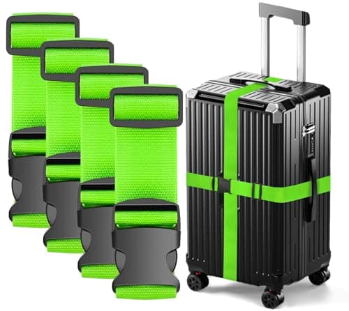 Ninmaofly 4 Pcs Luggage Straps for Suitcases, Adjustable Suitcase Straps