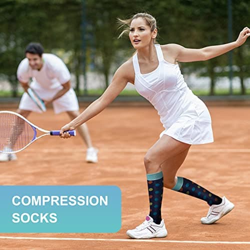Pnosnesy Compression Socks, (2/4/6/7 Pairs) for Men & Women 15-20 mmHg is Best for Athletics, Running, Flight Travel, Support — view 6