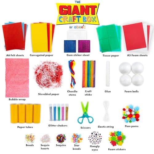 abeec Giant Craft Box + Glue Bundle | 1000+ Pieces Arts and Crafts Kit for Kids | 500ml White Craft Glue Included | Ages 5 to 12 | School Holiday Activity | Birthday Gift — view 3