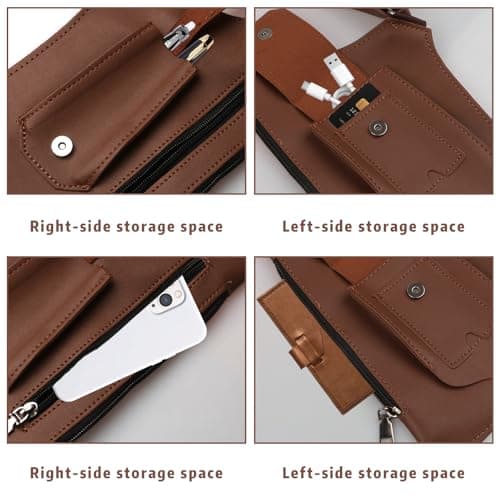 HONMINHUA Anti-Theft Hidden Underarm Shoulder Bag for Men and Women, Adjustable Double Shoulder Armpit Bag, Classic Shoulder Satchel for Travel, Daily Commute, Camping, Hiking (Brown) — view 5