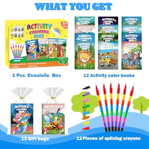 Aannanl 24 Pack Mini Colouring Books for Party Bags with 8-in-1 Crayons — view 2
