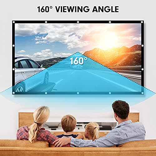 Projector Screen 120 Inch, Portable Movie Screen 16:9 HD 4K Foldable Anti-Crease Projection Screen, Cinema Screen Support Double-Sided Projection for Home Theater Cinema Indoor Outdoor Backyard Party — view 4