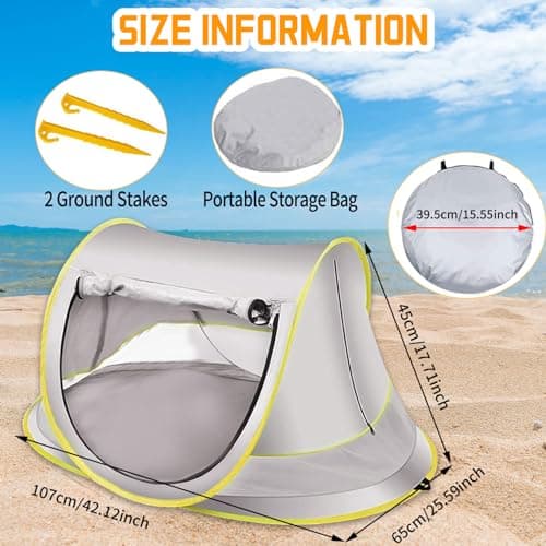 Pop Up Baby Beach Tent UPF 50+, Toddler Sun UV Protection Shade, Breathable Umbrella with Tent Pegs, Lightweight Portable Shelter Umbrella for Family Outdoor Traveling, Hiking, Camping, Fishing,Picnic — view 5