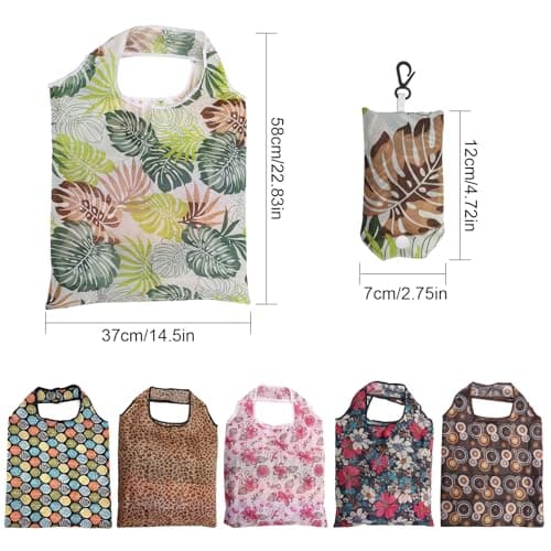 Yoicn Lth 6 Pcs Foldable Shopping Bag in Pouch, Reusable Shopping Bags, Waterproof Portability Foldable Bags for Daily Use, Travel, Picnic — view 4