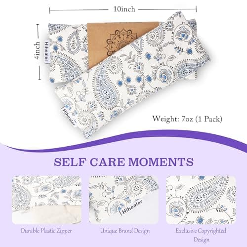 Hihealer Eye Pillow Yoga Meditation Accessories Lavender Aromatherapy Weighted Eye Mask for Sleeping, Yoga, Meditation, Self Care Relaxation Xmas Gifts for Women Mom (White * 2) — view 2
