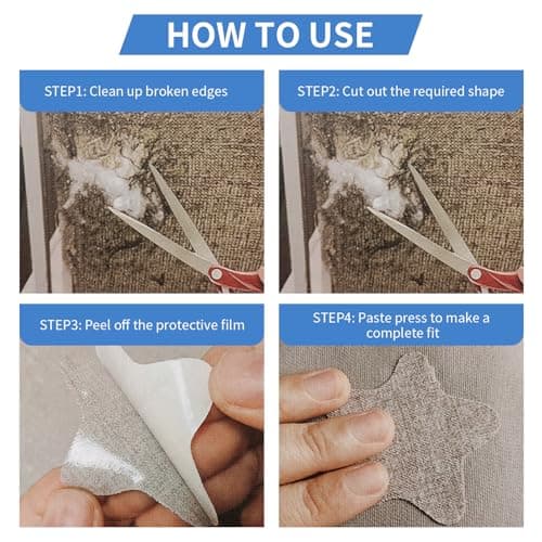AXEN 2PCS Fabric Repair Patches, Self-Adhesive Linen Patch for Furniture, Couch, Sofa, Tote Bag, Car Seat, Grey — view 5