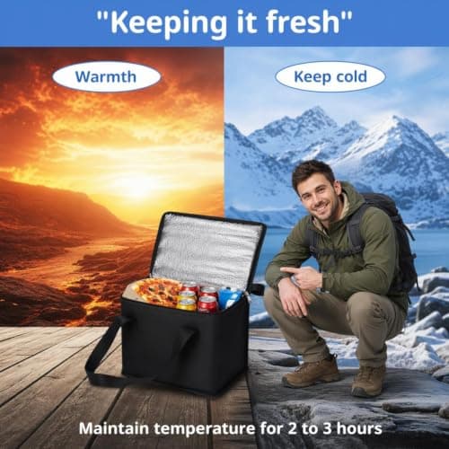 ALLGAYER Black Small Cool Bag Foil Insulated Lunch Cooler Box 1 Pack — view 6