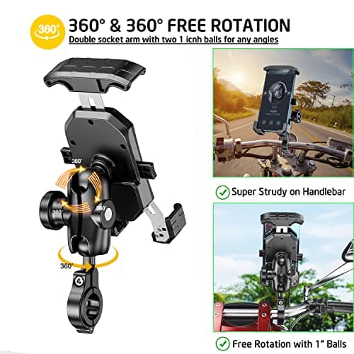 iMESTOU Anti-Theft Motorbike Phone Mount-1" Bike Ball Phone Holder — view 4