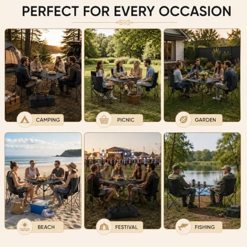 HomlyPro Folding Camping Table and Chairs, Set of 4 - Lightweight and Durable, Garden Table and Chairs with Carry Bag for Indoor & Outdoor Use, Ideal for Picnic & Garden (Black) — view 6