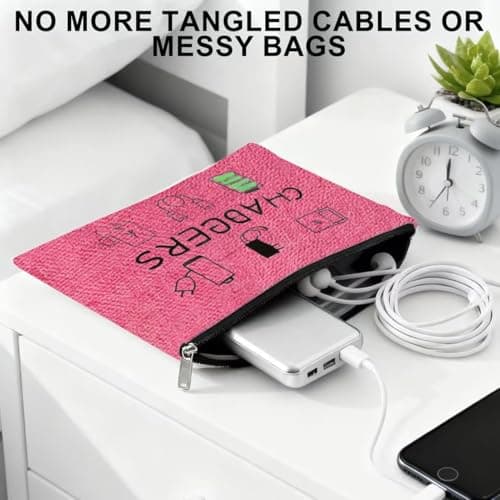 KDRNXVAL Travel Cable Organizer Bag, Electronics Charger Storage Pouch, Portable All-in-One Gadget Organizer for Backpack, for Women and Men, Perfect for Travel Use (Pink) — view 2