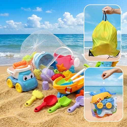 Beach Toys Set, 31pc Play Sand Toys for Toddlers, Collapsible Bucket and Spade Set ,Outdoor Fun Sand Tools for Kids, Girls Boys Summer Beach Games,Summer Outdoor Travel Toys for Kids Toddlers Girls — view 4