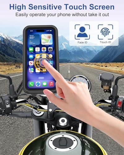 BTNEEU Motorbike Phone Holder Waterproof [Quick-release] Motorcycle Phone Mount 360° Rotation Phone Holder for Motorbike Mirror with Touch Screen Moped Phone Holder for 4.7" to 6.9" Smartphone — view 4