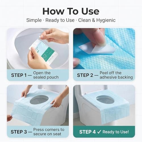 40 Pcs Toilet Seat Covers,Stick-On Non-Slip Portable Travel Toilet Seat — view 6