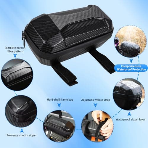 Ebike Frame Storage Bag,Hard-Shell Carbon Fiber Texture Phone Pouch Bag — view 3